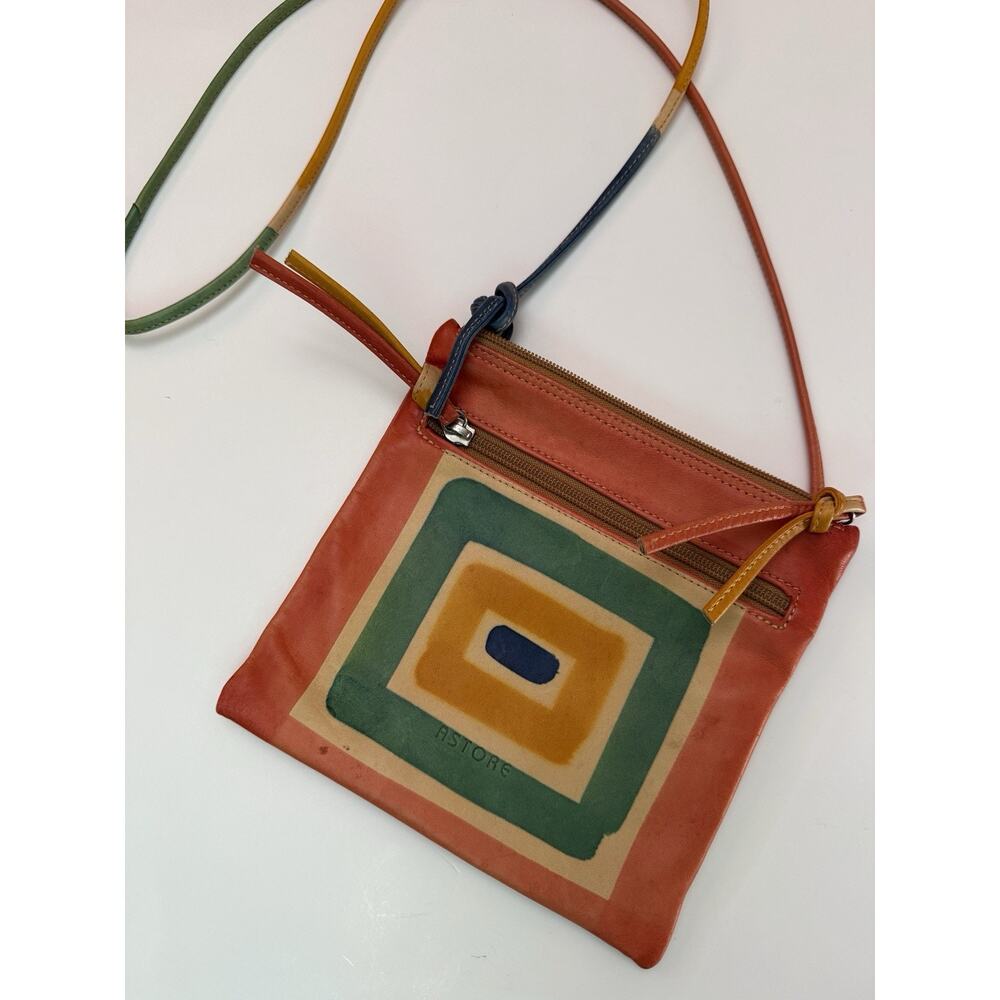 Astore Italian Leather Crossbody Bag Colorblock Small Purse Retro